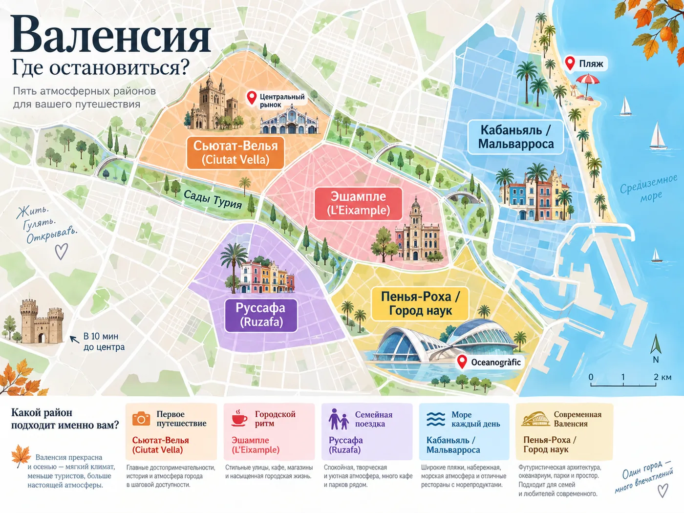 Карта районов Валенсии для выбора жилья